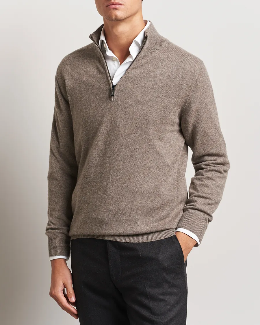Cashmere Half Zip Sweater Brown