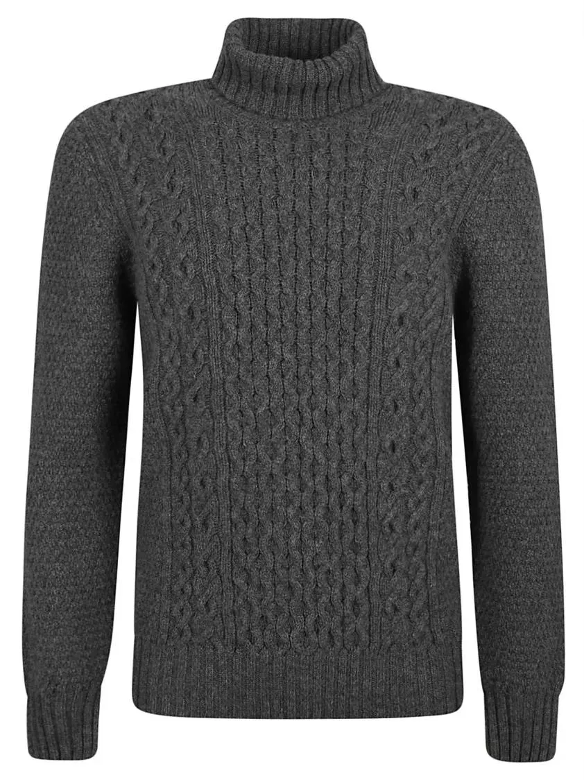   Drumohr  Anthracite Cable Knit Sweater Grey  Pullover 