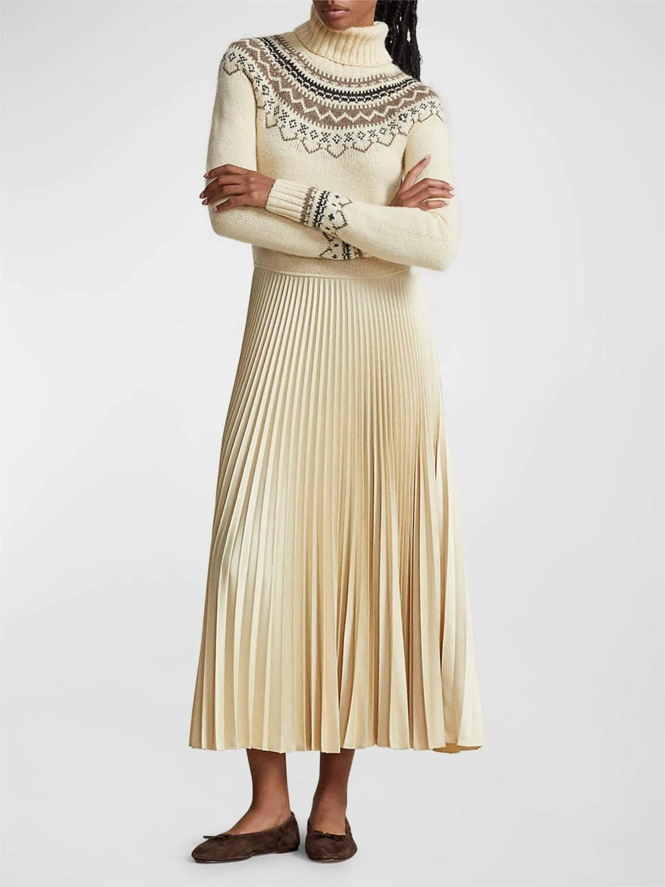 Elegantes Sweater-Plissee-Kleid
