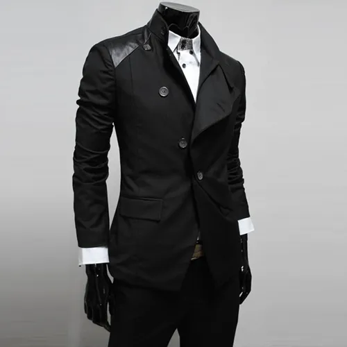 Fashion Long Sleeve Stand Collar Slim Fit Men's Blazer