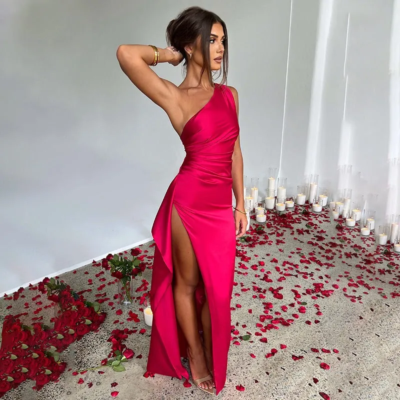 Gerüscht Eine- Schultern Maxikleid