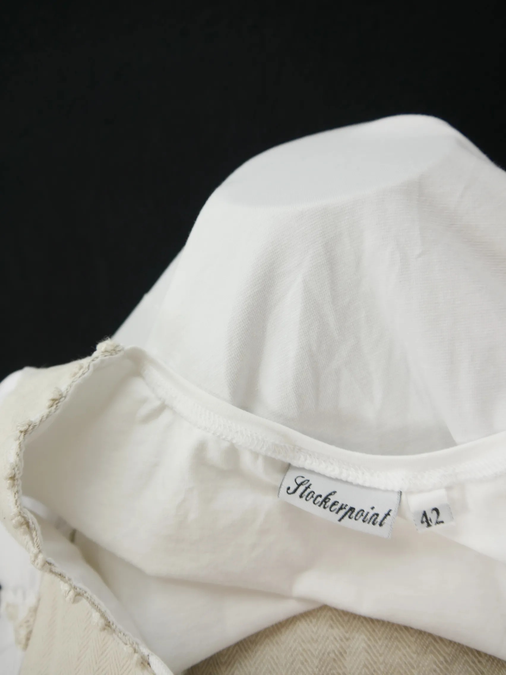 Gr.42 Trachtenbluse weiß Bluse Stockerpoint mit Stretch Spitze Schnürung TB7156