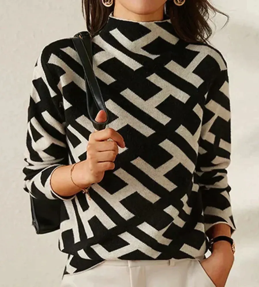 Heidi-Mode | Damen Stehkragen Pullover Schwarz