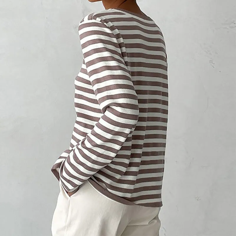 Heidi-Mode | Elegantes Gestreiftes T-Shirt Leichter Stoff