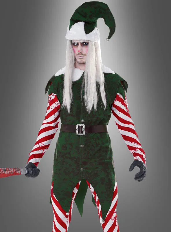 Horror Weihnachtself Kostüm grün-rot » Kostümpalast 