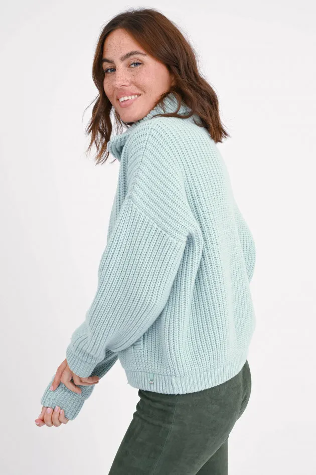 Hybrid-Strickjacke in Mint