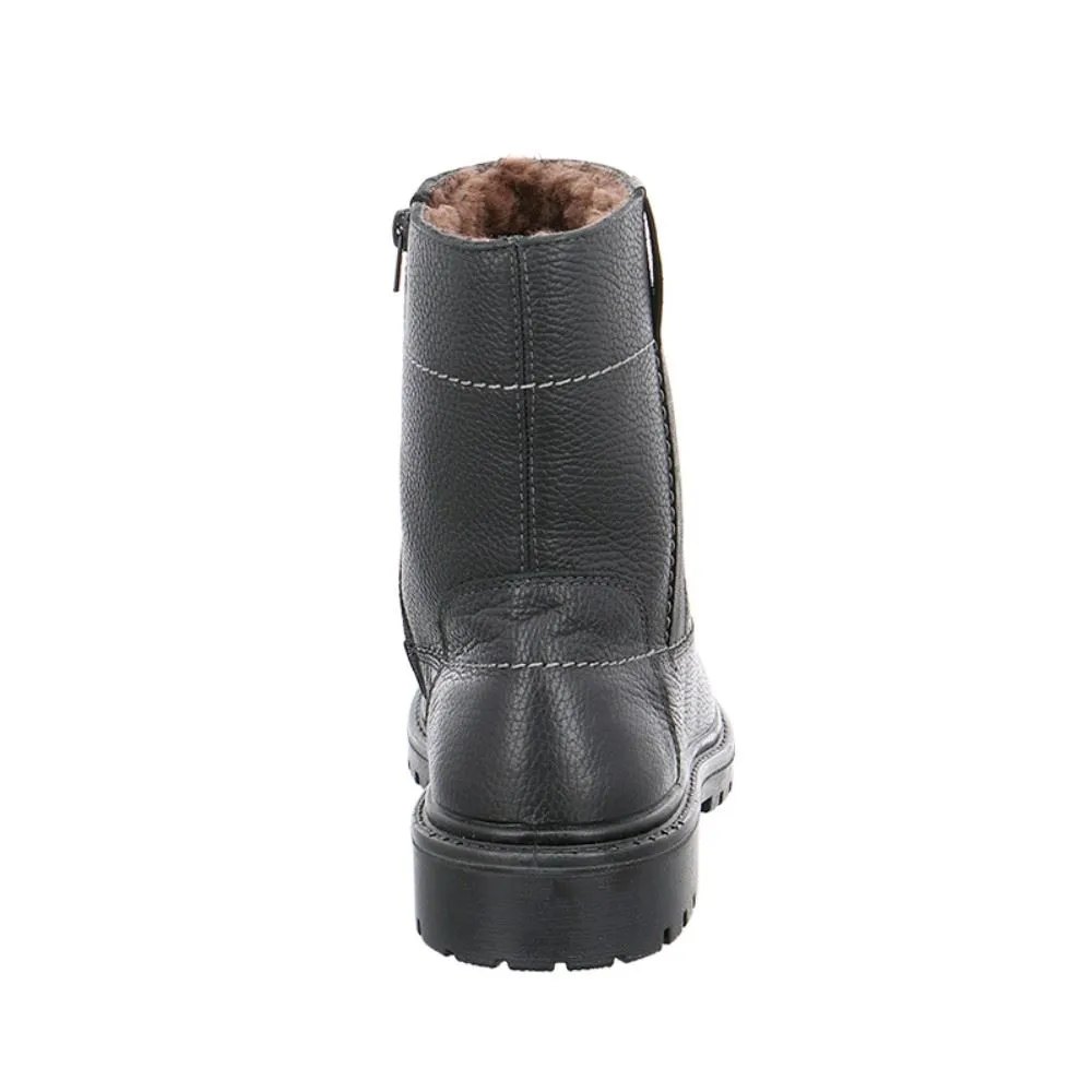 Jomos Stiefel Reißverschluss Lammfell warm H- Weite Leder schwarz 456504