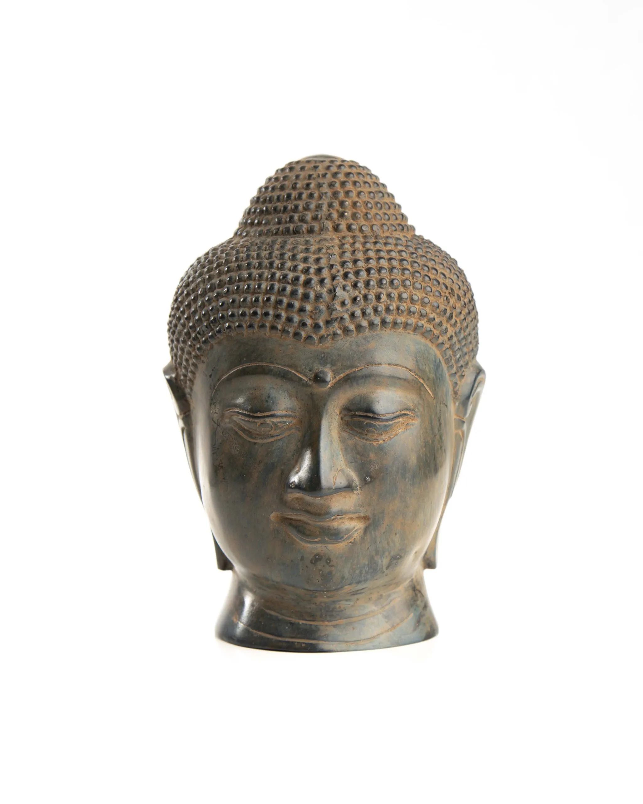 Klassischer Buddha Kopf Stil Borobodur Farbe grau/grün Indonesien 175 mm XIII-17