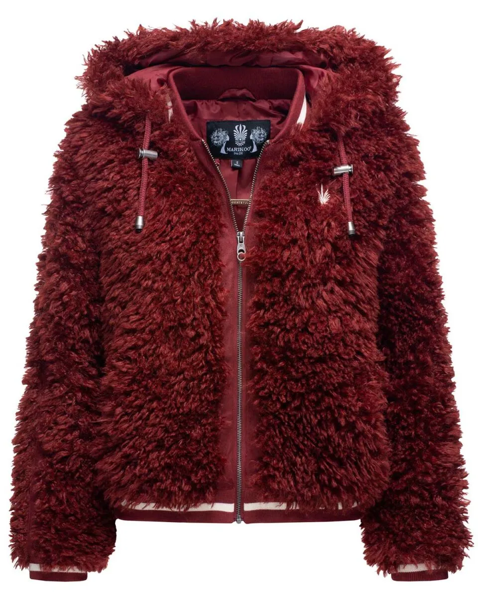Marikoo Puderzuckerwölkchen ladies fur jacket - Bordeaux-Gr.XS