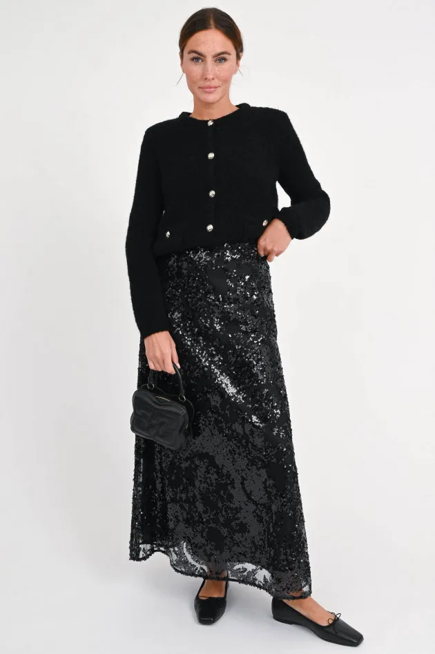 Strickjacke aus Alpaka in Schwarz