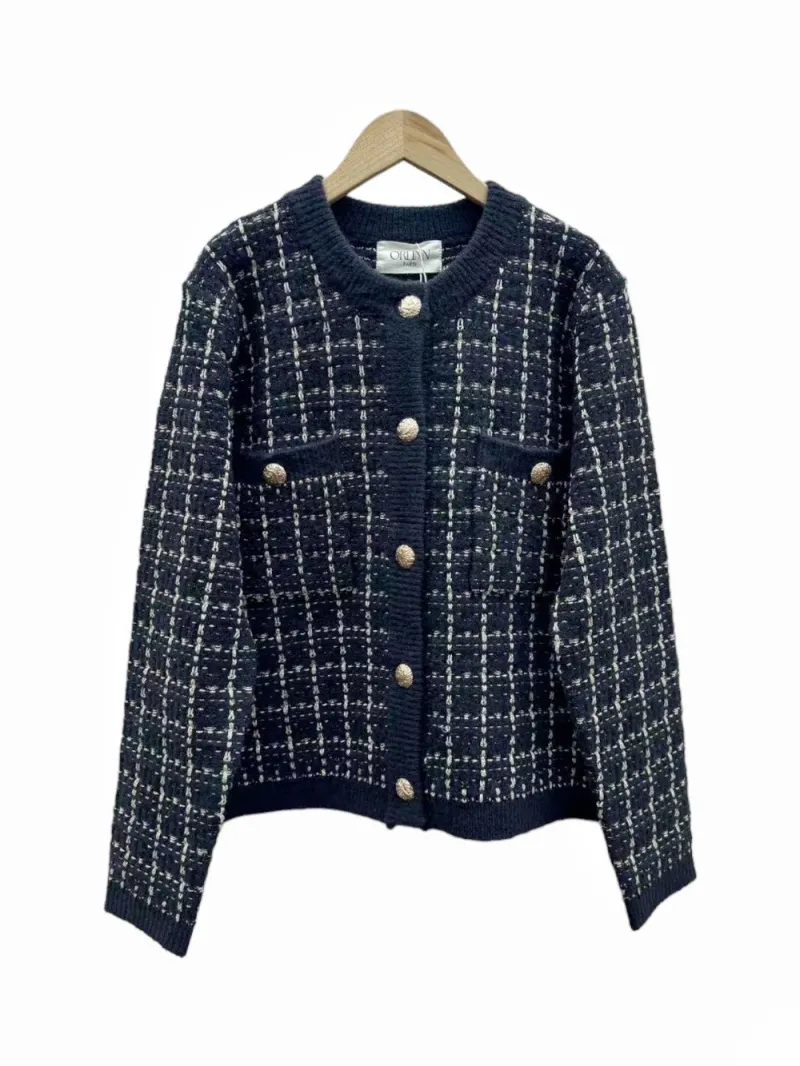 Strickjacke im Tweed-Stil mit Lurex