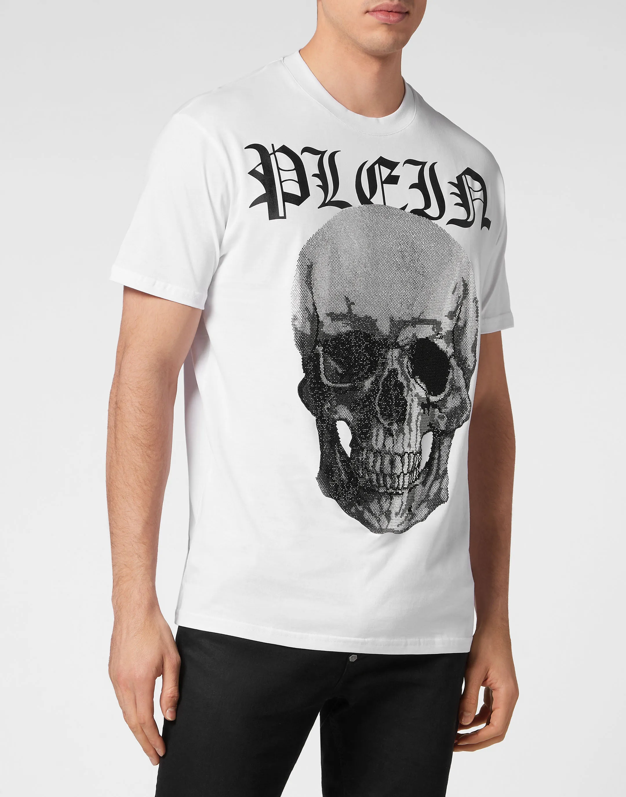 T-shirt Round Neck SS with Crystals Skull
